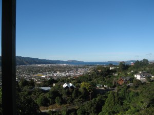 Ausblick auf Lower Hutt und die Bucht von Wellington